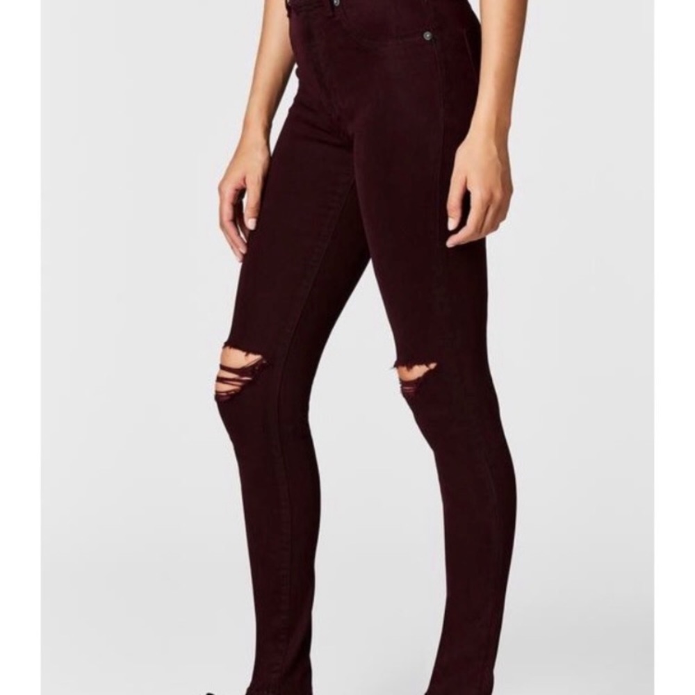 Carmar Red Burgundy Distressed Skinny Jeans